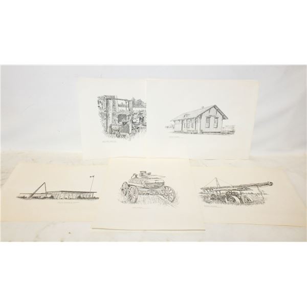 1975 OIL MUSEUM OF CANADA 5 PEN AND INK SKETCHES