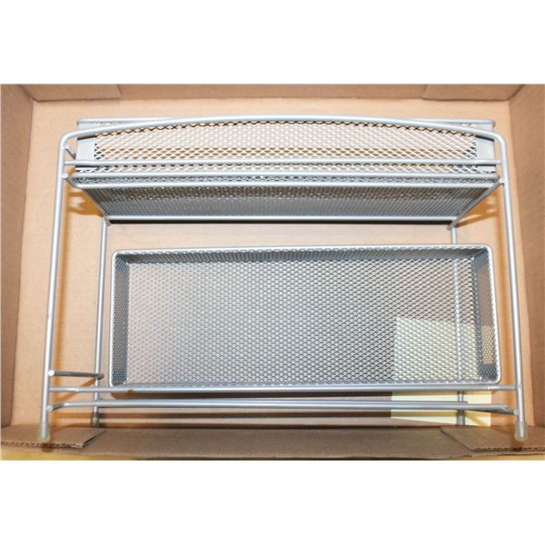 2 TIER MESH METAL SLIDING CABINET ORGANIZER