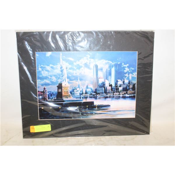 VINTAGE 16X20 WATERCOLOR ART "STATUE OF LIBERTY"