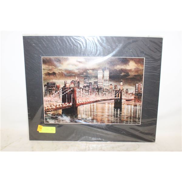 VINTAGE 16X20 WATERCOLOR ART "BROOKLYN BRIDGE"