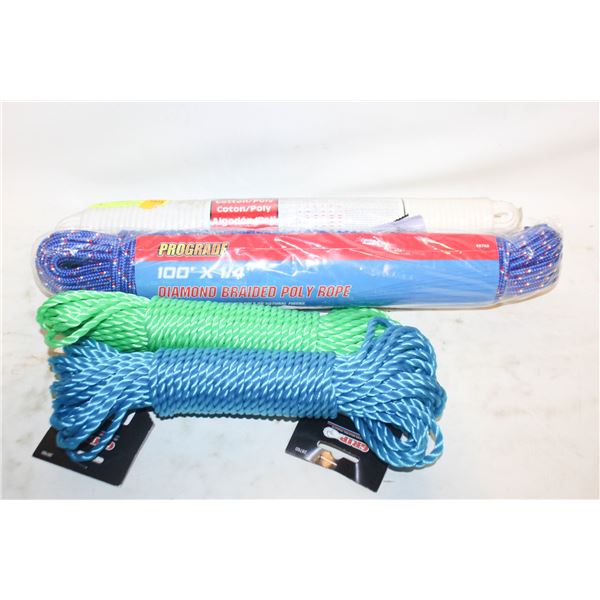 4 NEW PKGS OF ROPE INCLUDING DIAMOND BRADED