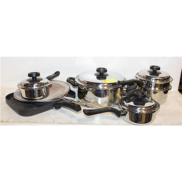 HEAVY STAINLESS STEEL POTS AND PANS SET W/FRYING