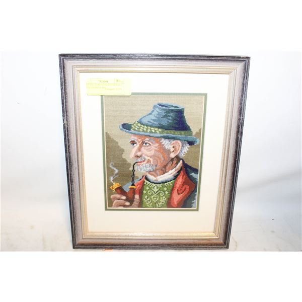 VINTAGE HAND CRAFTED NEEDLE POINT FRAMED ART