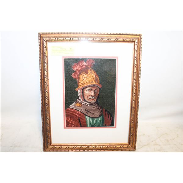 VINTAGE HAND CRAFTED NEEDLE POINT FRAMED ART