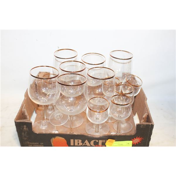 LOT OF GOLD TRIMMED GLASSES