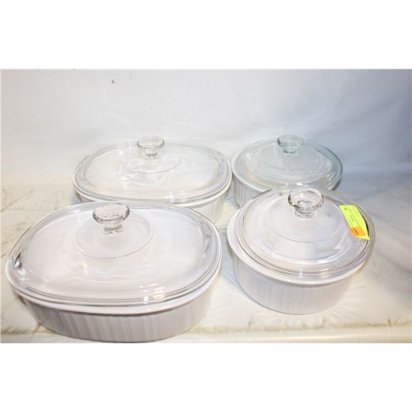 SET OF 4 BAKING DISHES WITH LIDS