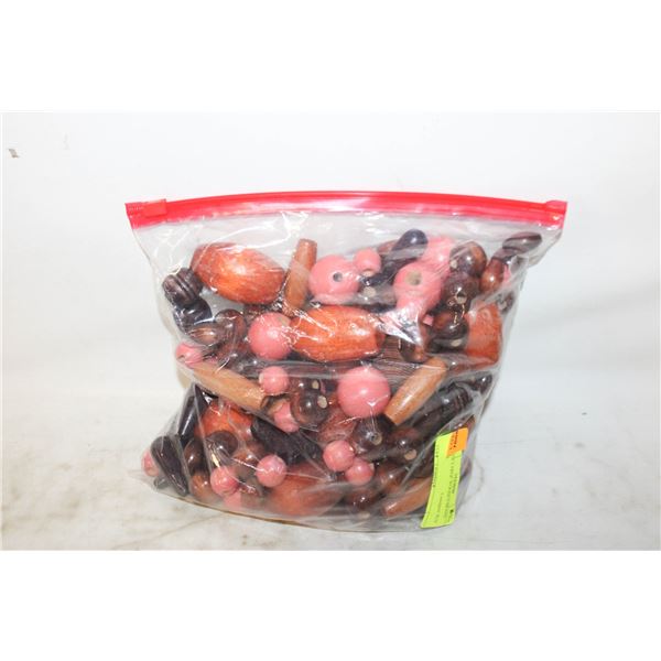BAG OF LARGE WOODEN BEADS