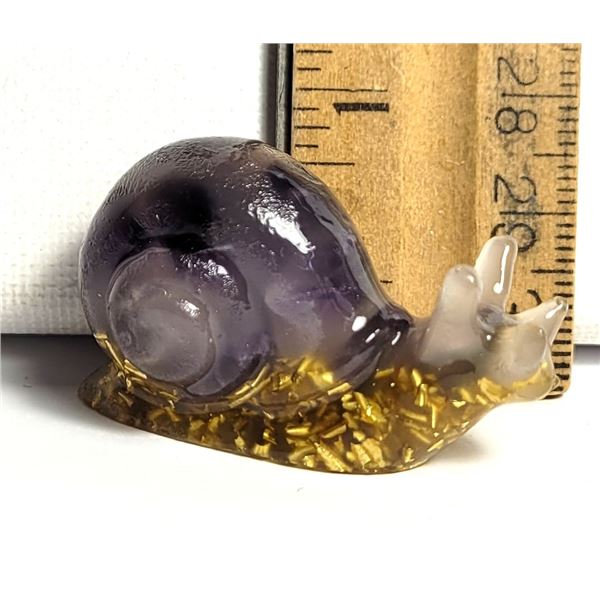 13)  CARVED NATURAL AMETHYST SNAIL