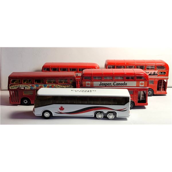 21)  LOT OF 5 DIE CAST BUSES :