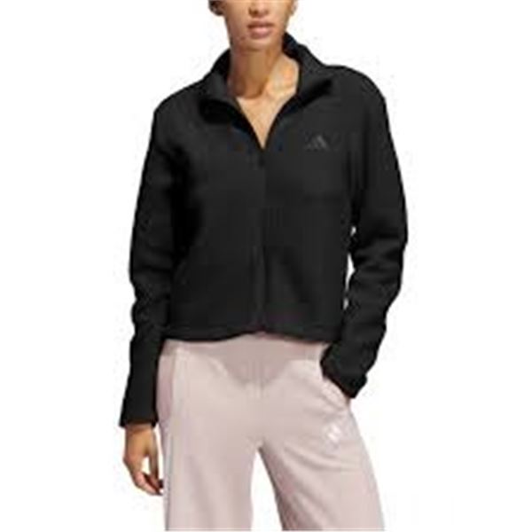 NEW WOMENS ADIDAS SHERPA FULL ZIP BLACK MEDIUM