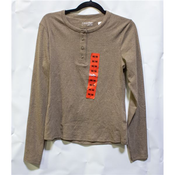 NEW MENS CALVIN KLEIN LONG SLEEVE TOP BROWN MEDIUM