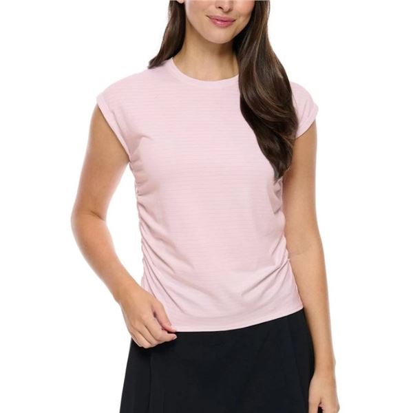 NEW LOLE HALF SLEEVE WOMEN'S ROUCHED T SHIRT PINK