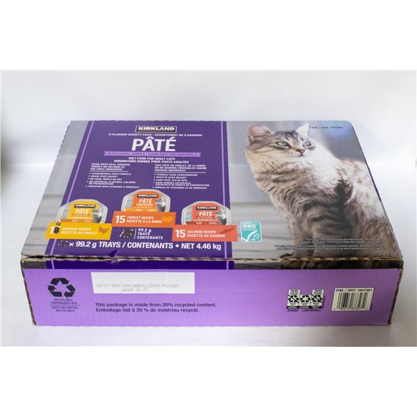 BOX OF 44 KIRKLAND WET ADULT CAT FOOD 3 FLAVOURS