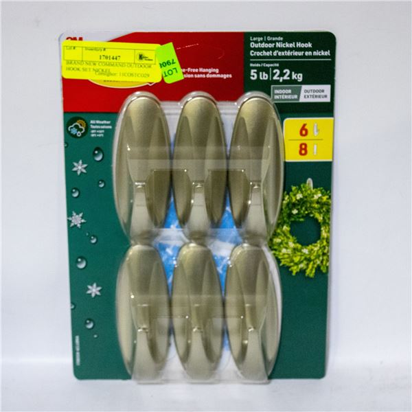 BRAND NEW COMMAND OUTDOOR HOOK SET NICKEL