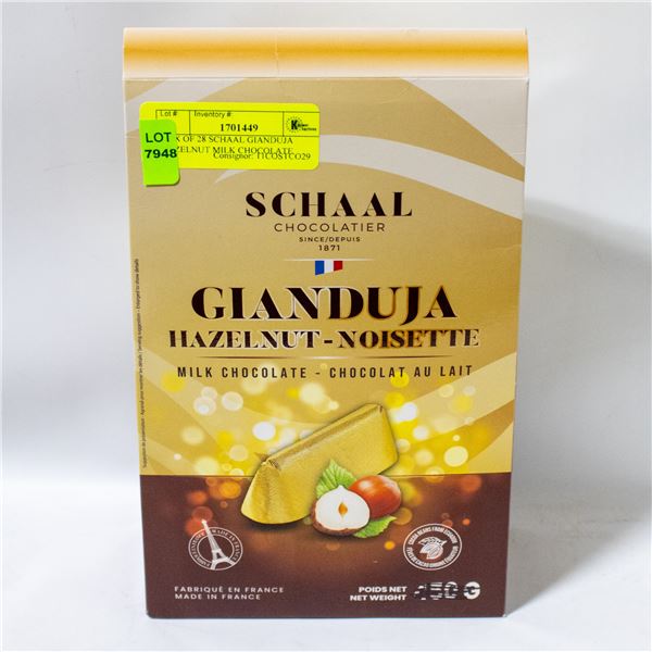 BOX OF 28 SCHAAL GIANDUJA HAZELNUT MILK CHOCOLATE