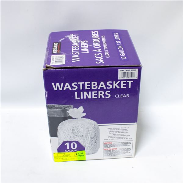 KIRKLAND WASTEBASKET LINERS CLEAR 10 GALLON