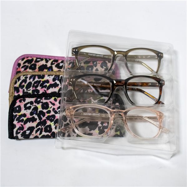 NEW 3 PK OF FOSTER GRANT +2.50 READING GLASSES