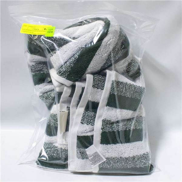ROOTS HOME BATH TOWEL GREEN STRIPES 30 X 58"