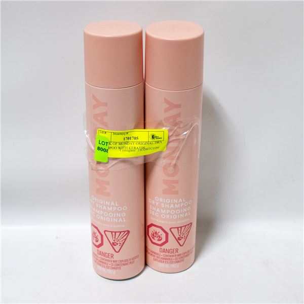 2 PACK OF MONDAY ORIGINAL DRY SHAMPOO WITH KERATIN