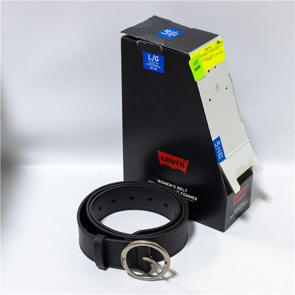LEVI'S WOMENS LEATHER BELT BLACK SIZE LG / 12-14