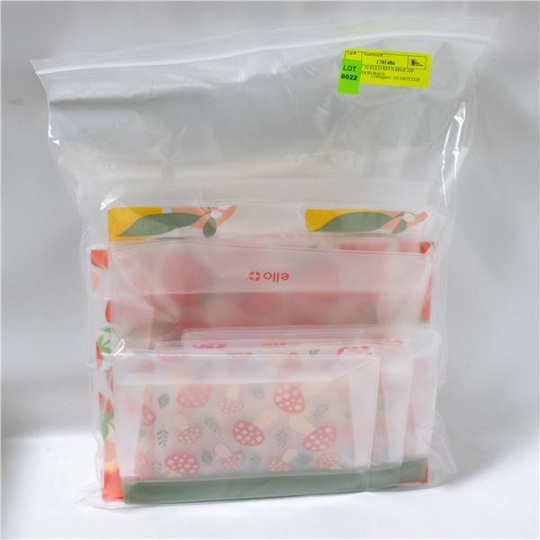 BAG OF 10 ELLO REUSABLE ZIP LOCK FOOD BAGS