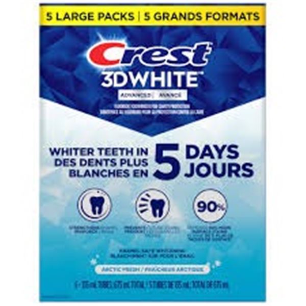 NEW 5 PK OF CREST 3D WHITE FLUORIDE TOOTHPASTE