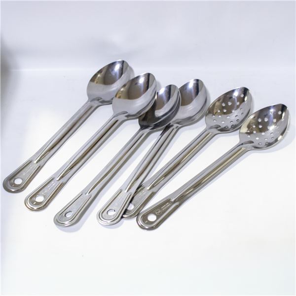 6 PC TRAMONTINA PRO LINE SERVING SPOONS SILVER