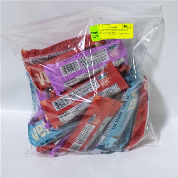BAG OF 21 VEL SNACK WELLNESS BARS VARIETY PACK