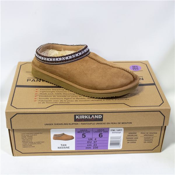 KIRKLAND UNISEX SHEARLING SLIPPERS M SZ 5 / W SZ 6