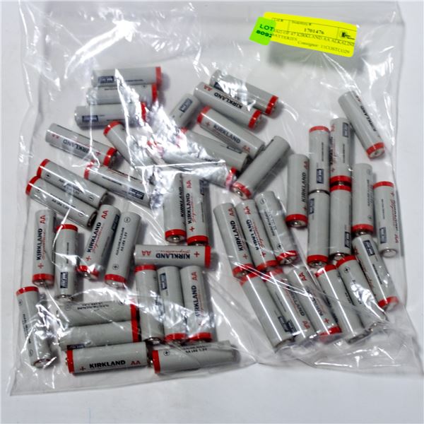 BAG OF 47 KIRKLAND AA ALKALINE BATTERIES
