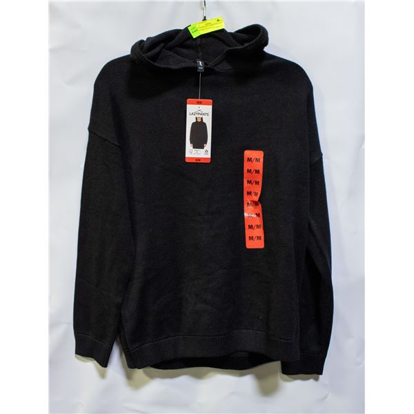 NEW LAZYPANTS V NECK HOODED SWEATSHIRT BLACK SZ