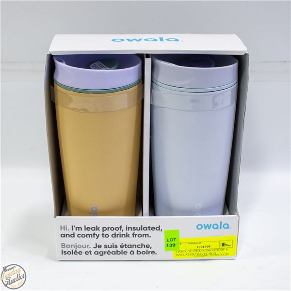 2 PACK OF OWALA SMOOTH SIP & INSULATED TRAVEL MUG
