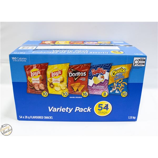 BOX OF 53 FRITO LAY CHIPS VARIETY PACK, SNACK SIZE