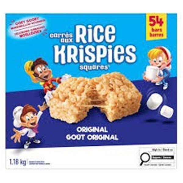 NEW 54 BOX OF RICE KRISPIES SQUARES ORIGINAL BARS