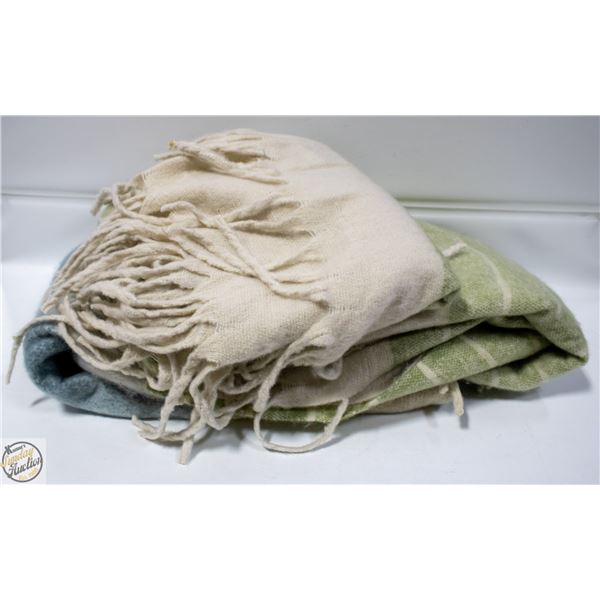 FAUX MOHAIR THROW BLANKET WHITE STRIPED 50 X 70"