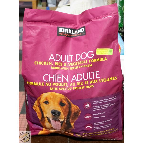 BAG OF KIRKLAND ADULT DOG FOOD CHICKEN & RICE &