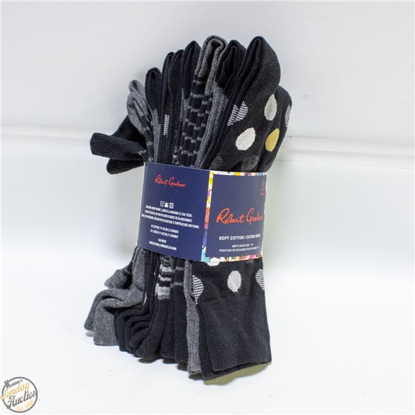 8 PK OF ROBERT GRAHAM MENS DRESS SOCKS SIZE 7 - 12