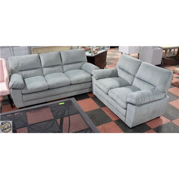 NEW LIGHT BLUE FABRIC SOFA WITH LOVESEAT