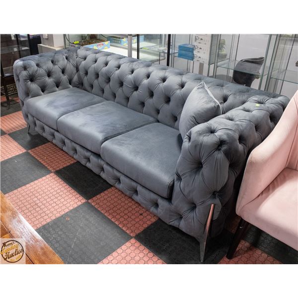 NEW SUEDE STYLE GREY FABRIC DELUXE SOFA