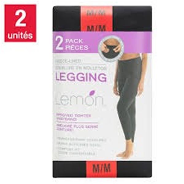 NEW 2PK WOMENS LEMON LEGGINGS MEDIUM