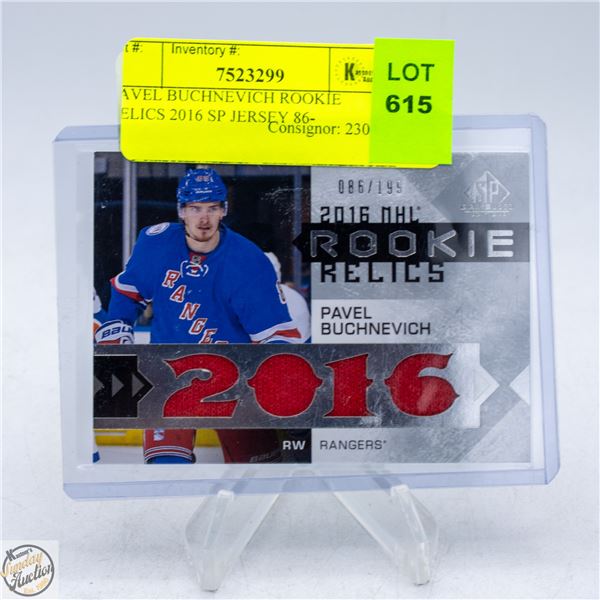 PAVEL BUCHNEVICH ROOKIE RELICS 2016 SP JERSEY 86-