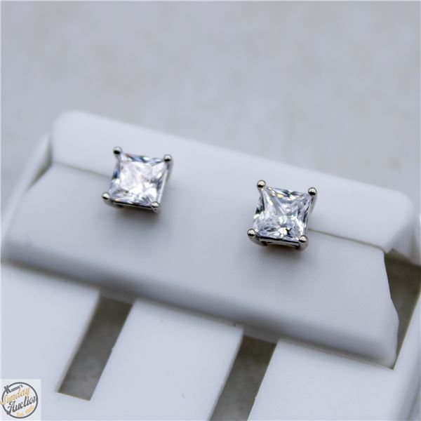 NEW SILVER PLATED SQUARE STUD EARRINGS