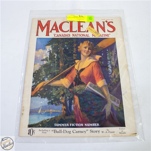 ESTATE ANTIQUE AUG. 1927 - "MACLEAN'S" MAGAZINE