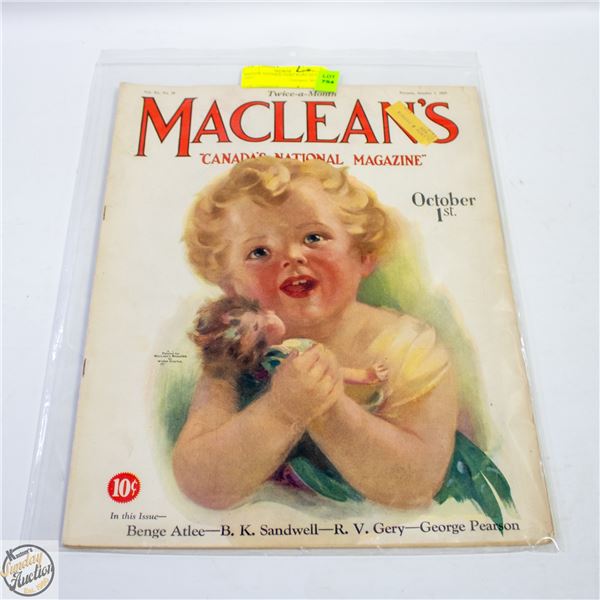 ESTATE ANTIQUE OCT. 1927 -   "MACLEAN'S" MAGAZINE