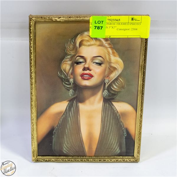 MARILYN MONROE FRAMED PHOTO GREEN DRESS 5"X7"