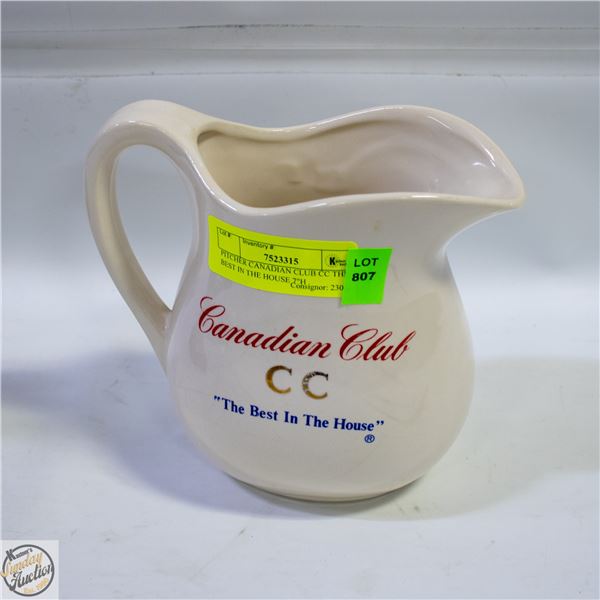 PITCHER CANADIAN CLUB CC THE BEST IN THE HOUSE 7"H