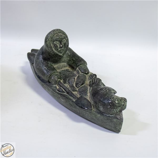 1980'S INUIT CARVED SOAPSTONE, EDMOND WOLF