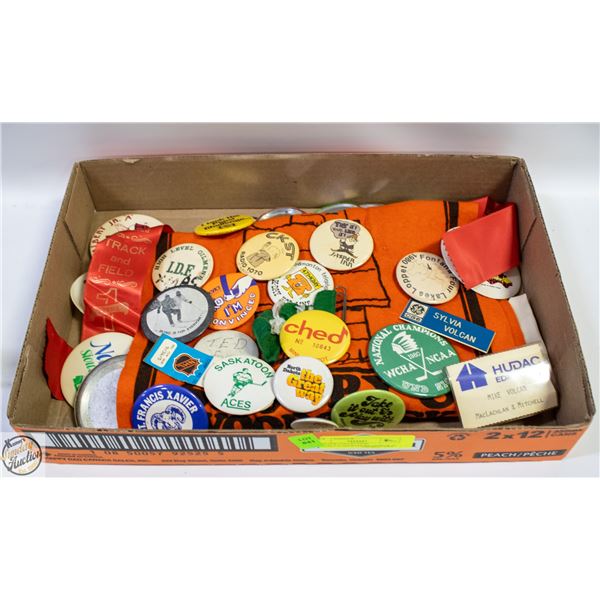 VINTAGE COLLECTION PINS/BUTTONS/BADGES APPROX 55
