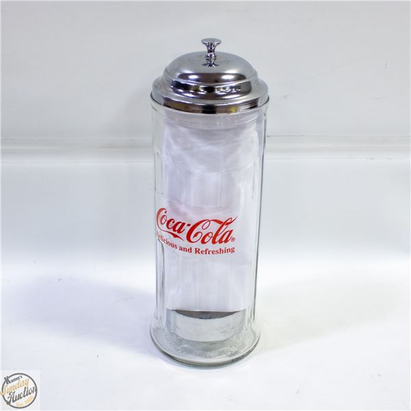 VINTAGE 1992 GLASS COCA COLA STRAW HOLDER