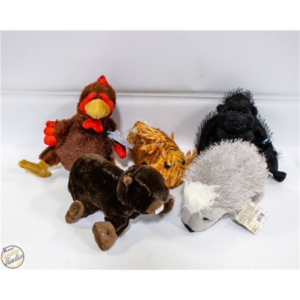 5 NEW OLD STOCK WEBKINS STUFFIES WITH ONLINE CODES